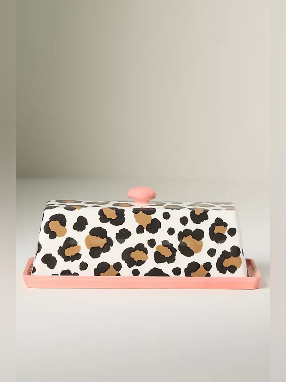 Anthropologie Chintzware Leopard Stoneware Butter Dish